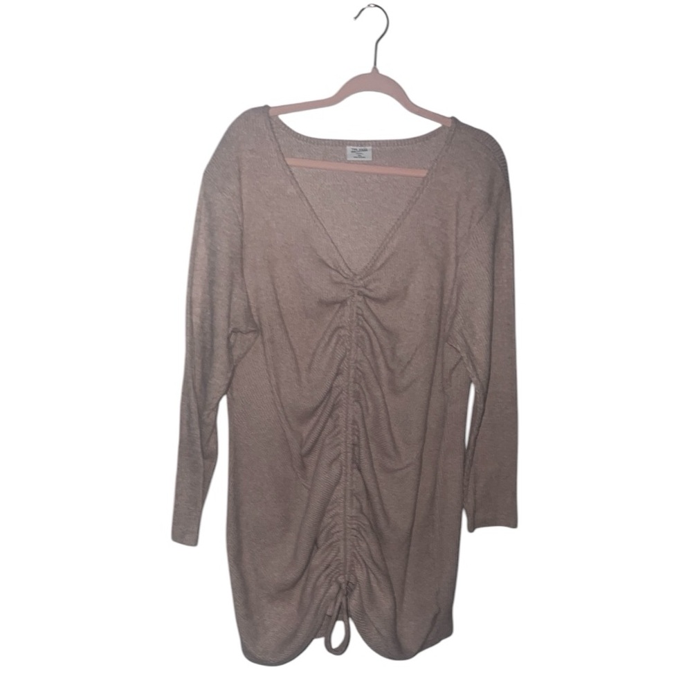 Ruched V-Neck Long Sleeve Dress